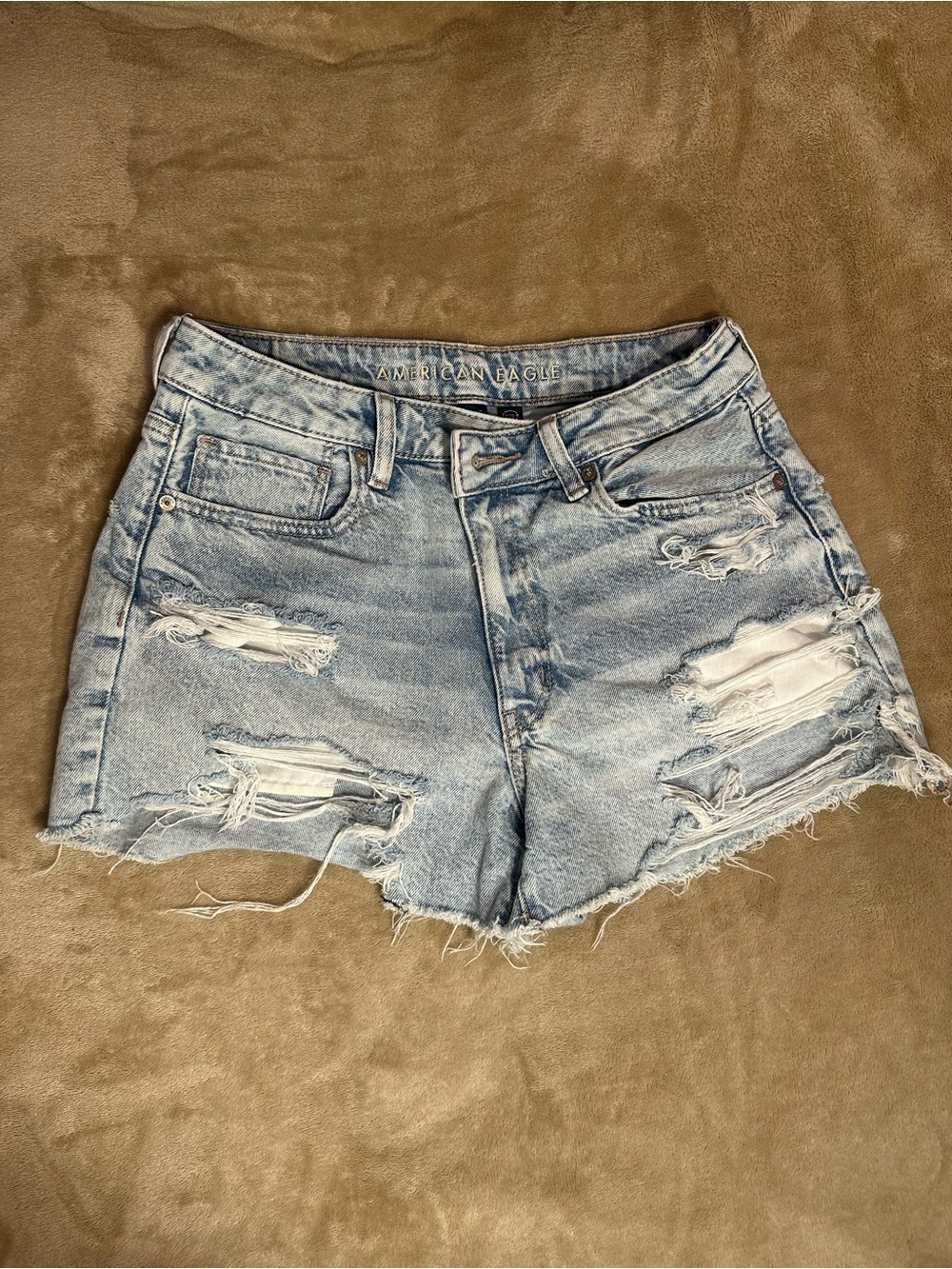 American Eagle Outfitters Light Wash Distressed Denim Shorts